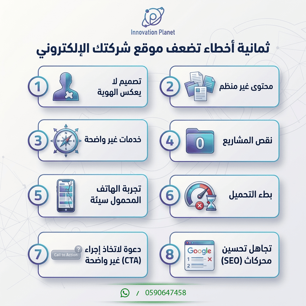 أخطاء تضعف موقع شركتك الإلكتروني Innovation Planet